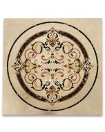 Rafael Emperador Colorful Marble Medallion Inlay Waterjet Art Piece 36 inch Square Polished