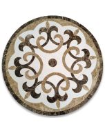 Savannah Yugoslavia White Marble Medallion Inlay Waterjet Art Piece 36 inch Round Polished