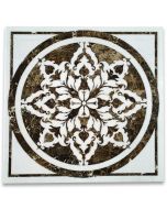 Blossom Thassos White Marble Medallion Inlay Waterjet Art Piece 36 inch Square Polished