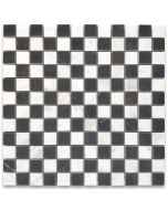 Carrara White Nero Marquina Black Marble 1x1 Checkerboard Mosaic Tile Polished