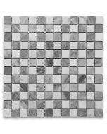 Carrara White Bardiglio Gray Marble 1x1 Checkerboard Mosaic Tile Honed