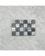 Carrara White Bardiglio Gray Marble 1x1 Checkerboard Mosaic Tile Polished