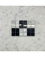 Carrara White Nero Marquina Black Marble 1x1 Grid Mosaic Tile Polished