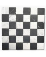 Carrara White & Nero Marquina Black Marble 2x2 Checkerboard Mosaic Tile Honed