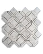 Carrara White Marble 2 inch Square Ventura Carlyle Geometry Mosaic Tile Honed