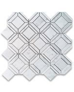 Carrara White Marble 2 inch Square Ventura Carlyle Geometry Mosaic Tile Polished