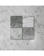 Carrara White Bardiglio Gray Marble 3x3 Checkerboard Mosaic Tile Honed