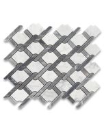 Carrara White Marble Princess Weave Rope Mosaic Tile w/ Bardiglio Gray Polished