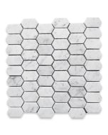 Carrara White Marble 1x2 Hive Picket Constellation Long Hexagon Mosaic Tile Honed