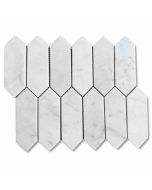Carrara White Marble 2x6 Picket Fence Elongated Hexagon Mosaic Tile Honed