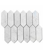 Carrara White Marble 2x6 Picket Fence Elongated Hexagon Mosaic Tile Honed