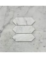 Carrara White Marble 2x6 Picket Fence Elongated Hexagon Mosaic Tile Honed
