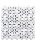Carrara White 1 inch Hexagon Mosaic Tile Polished
