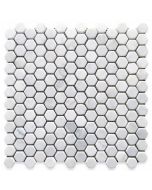 Carrara White 1" Hexagon Mosaic Tile Tumbled