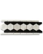 Carrara White 2 inch Hexagon Mosaic Border Listello Tile Polished