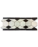 Carrara White 2 inch Hexagon Mosaic Border Listello Tile Honed