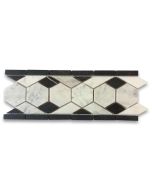 Carrara White 2 inch Hexagon Mosaic Border Listello Tile Polished