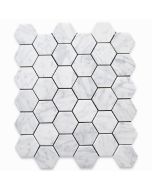 Carrara White 2 inch Hexagon Mosaic Tile Honed