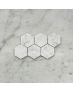 Carrara White 2 Hexagon Mosaic Tile Honed