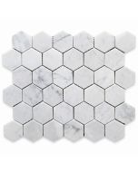 Carrara White 2 inch Hexagon Mosaic Tile Polished