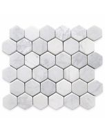 Carrara White 2 inch Hexagon Mosaic Tile Tumbled