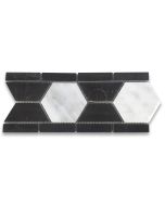 Carrara White 3 inch Hexagon Mosaic Border Listello Tile Polished