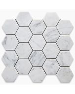 Carrara White 3 inch Hexagon Mosaic Tile Polished