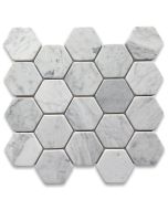Carrara White Marble 3 inch Hexagon Tumbled
