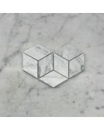 Carrara White Marble 2x3 Illusion 3D Cube Rhombus Diamond Hexagon Mosaic Tile Honed