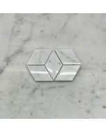 Carrara White Marble 2x3 Illusion 3D Cube Rhombus Diamond Hexagon Mosaic Tile Polished