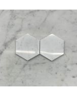 (Sample) Carrara White Marble 4 inch Hexagon Mosaic Tile Polished