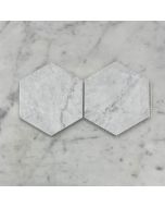 (Sample) Carrara White Marble 5 inch Hexagon Mosaic Tile Honed