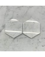 (Sample) Carrara White Marble 5 inch Hexagon Mosaic Tile Polished