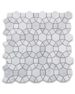 Carrara White 1-1/2 inch Hexagon Sunflower Mosaic Tile Honed