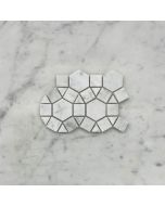 Carrara White 1-1/2 inch Hexagon Sunflower Mosaic Tile Polished