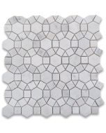 Carrara White 1-1/2 inch Hexagon Sunflower Mosaic Tile Polished
