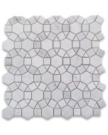 Carrara White 1-1/2 inch Hexagon Sunflower Mosaic Tile Polished