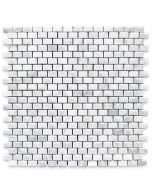 Carrara White 5/8x3/4 Mini Brick Mosaic Tile Honed