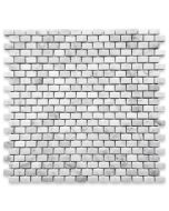 Carrara White 5/8x3/4 Mini Brick Mosaic Tile Tumbled