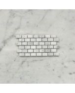 (Sample) Carrara White Marble 5/8x3/4 Mini Brick Mosaic Tile Tumbled