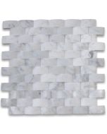 Carrara White 3D Cambered 1x2 Brick Curved Arched Mosaic Tile Honed