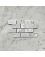 (Sample) Carrara White Marble 1x2 Medium Brick Mosaic Tile Honed