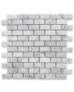 Carrara White 1x2 Medium Brick Mosaic Tile Polished