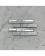 (Sample) Carrara White Marble 1x2 Medium Brick Mosaic Tile Polished
