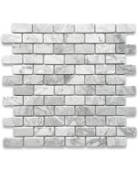 Carrara White 1x2 Medium Brick Mosaic Tile Tumbled