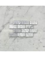 (Sample) Carrara White Marble 1x2 Medium Brick Mosaic Tile Tumbled