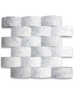 Carrara White 3D Cambered 2x4 Subway Curved Arched Mosaic Tile Honed