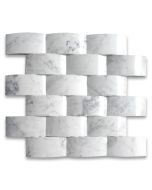 Carrara White 3D Cambered 2x4 Subway Curved Arched Mosaic Tile Polished