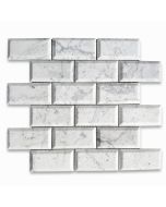 Carrara White Marble 2x4 Subway Mosaic Tile Beveled Raised Angled Honed