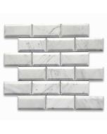 Carrara White Marble 2x4 Subway Mosaic Tile Beveled Raised Angled Polished